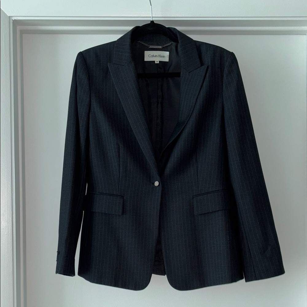 Calvin Klein Charcoal Pinstripe Blazer